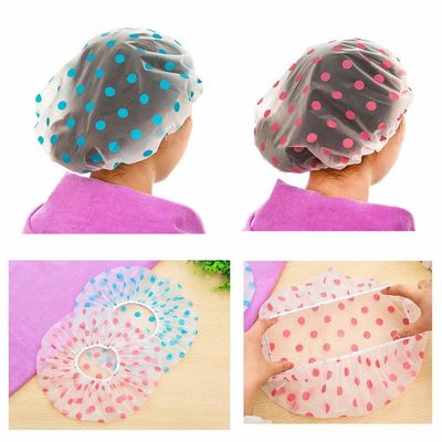 Waterproof Reusable Plastic Shower Cap Curly Hair Elastic For Women Ladies Spa