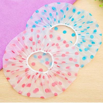 Waterproof Reusable Plastic Shower Cap Curly Hair Elastic For Women Ladies Spa