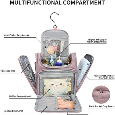 OEM Large Toiletry Bag For Women And Men Hanging Leather Travel Makeup Bag